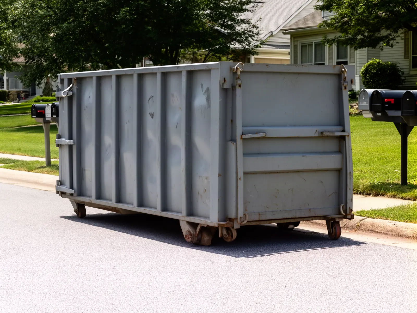 Roll-off dumpster from Roberts Family Dumpster Rentals in Dubuque, IA